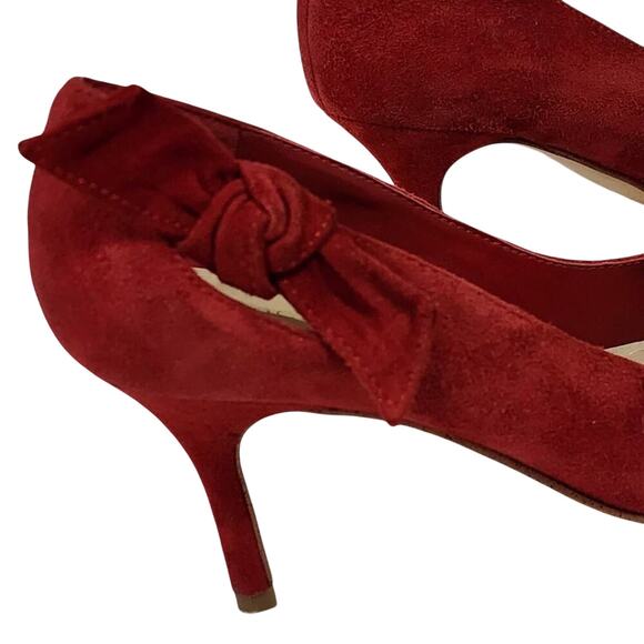 Marc Fisher Thunder red suede leather bow and cut out detail heels size 6.5‎ - Picture 3 of 9